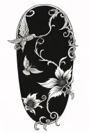 tooled leather,  sunflower vine with angel wing  tattoo design idea