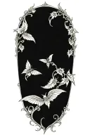 tooled leather,  sunflower vine with angel wing  tattoo design idea