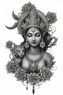 Hindu mythology inspired tattoo focuses on Durga matha on the left forearm tattoo design idea