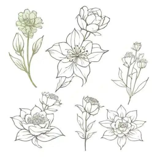 august September January February April birth flower bouquet tattoo design idea