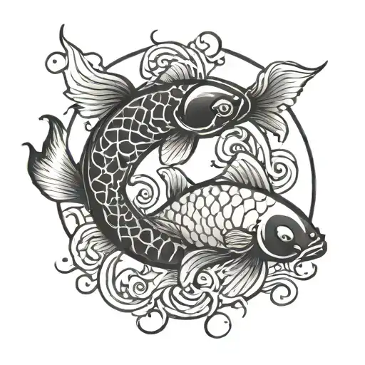 minimal , neo traditional style tattoo , yingyang koi fish the date December 24 2002  tattoo design idea
