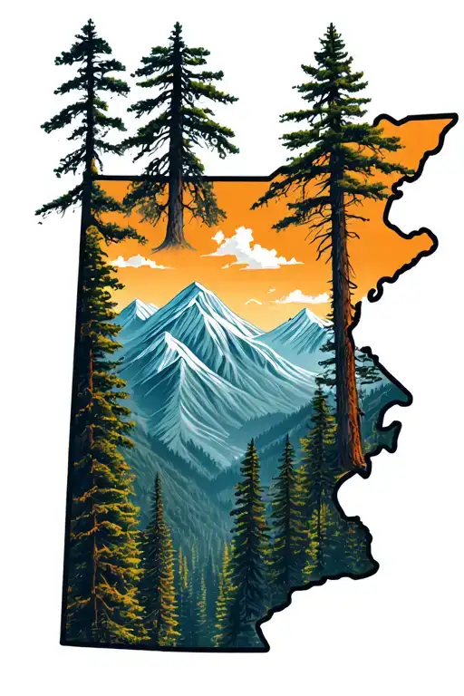 Smokey Mountains Tennessee state outline tattoo design idea