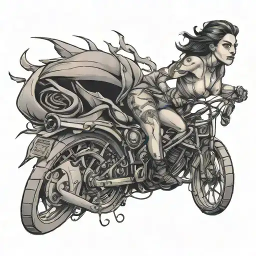 female sprinter in a bad romance genre inspired tattoo design idea