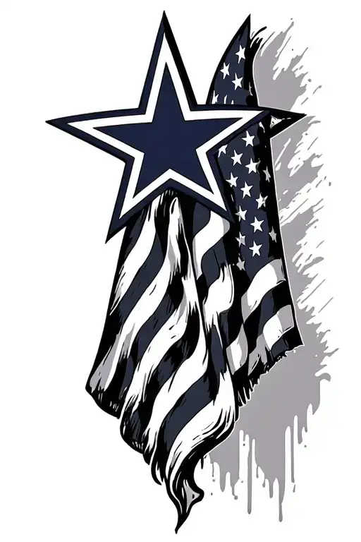 American flag Dallas cowboys star cross tattoo design idea