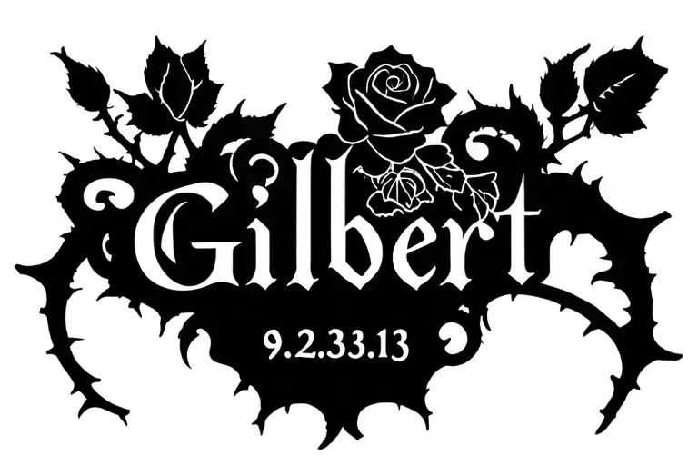 "Gilbert 9.23.13" rose bush with thorns tattoo design idea