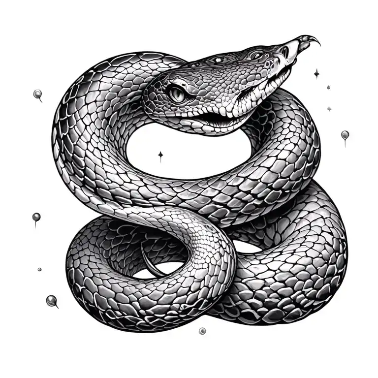 quantum theory snake and  feminine  tattoo design idea
