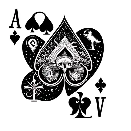 A unique tattoo design incorporating elements of poker and behavior science, such as playing cards with symbols related to psychology and therapy tattoo design idea