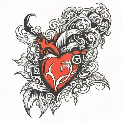 heart and name Mateusz  tattoo design idea