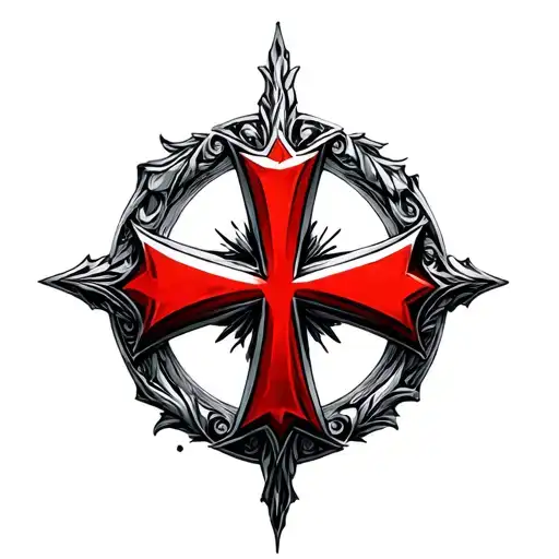 Maltese cross bit of red tattoo design idea
