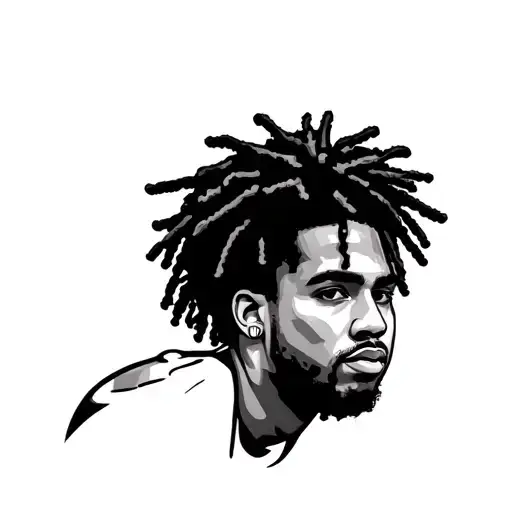 J Cole face icon tattoo design idea
