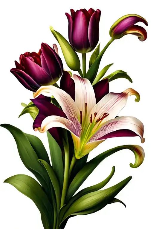 lilies and tulips  tattoo design idea