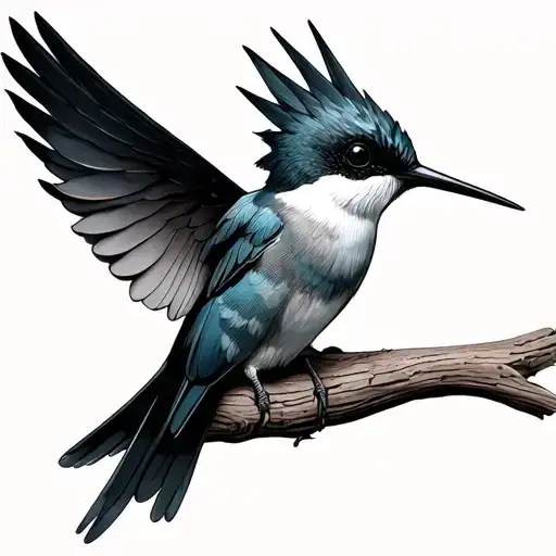 colibri gracefully perched tattoo design idea