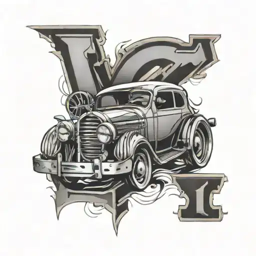 lettre C in an auto mecanic theme tattoo design tattoo design idea