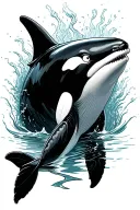 killer whale swimming tattoo design idea