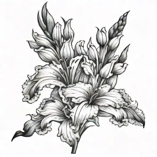 gladiolus black and white shaded tattoo design tattoo design idea