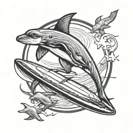 surfboard,  skydiving, kangaroo, stargazing, autralia, dolphines tattoo design idea
