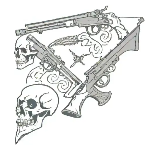 Musket, Skulls and Anarchy tattoo design idea