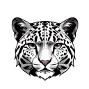 cartoon snow leopard head tattoo design idea