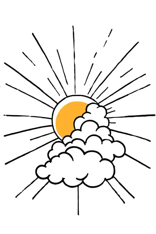 Sun rays through clouds tattoo design idea