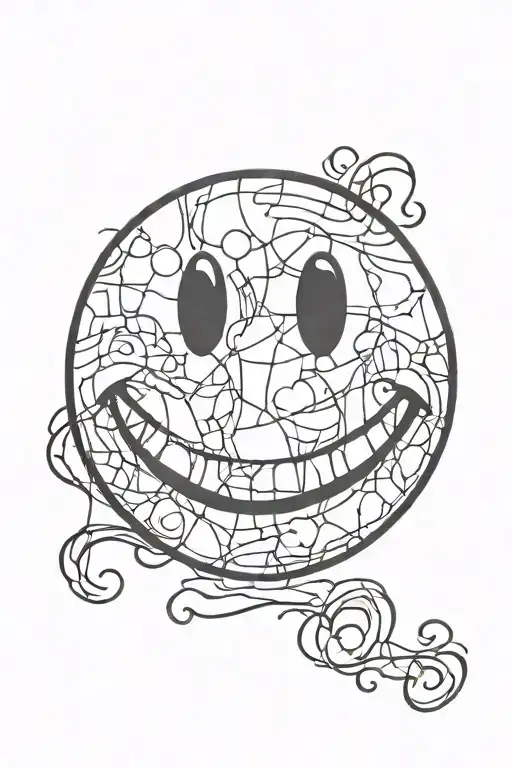 dark letering horor smiley face tattoo design idea