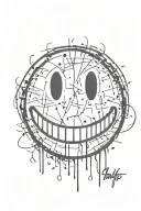 dark letering horor smiley face tattoo design idea