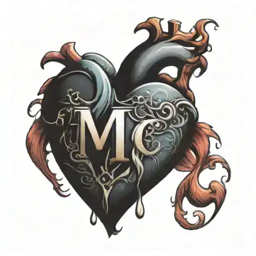 heart with the initials M and A tattoo design idea