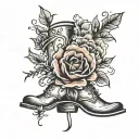 simple boot and flower blooming tattoo design idea