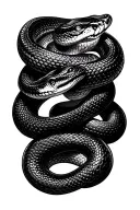 black thin snake coiled python long tattoo design idea