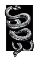 black thin snake coiled python long tattoo design idea