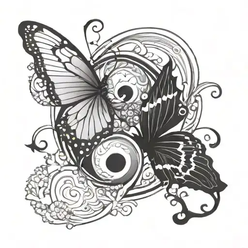 yin yang butterfly tattoo design idea