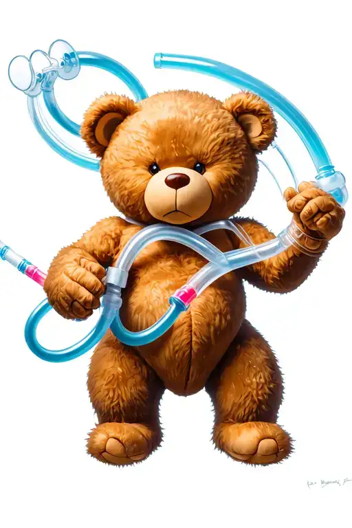 fighting teddy bear oxygen tube moves tattoo design idea
