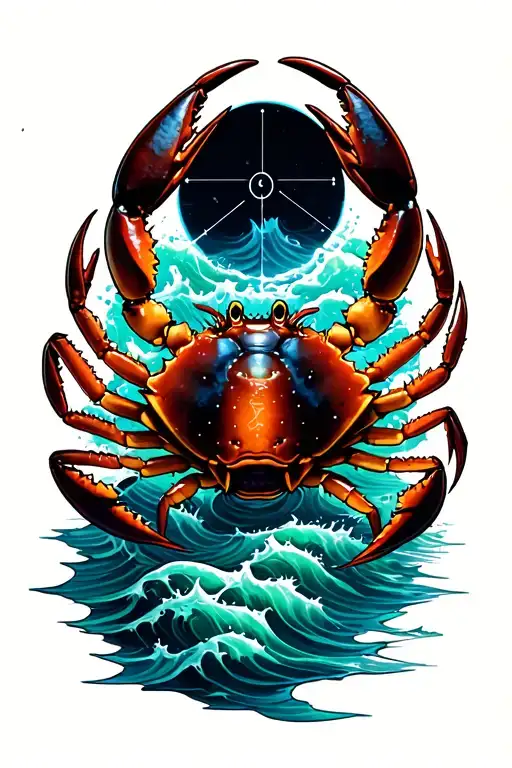cancer crab astrology symbols water waves gothic inspired tattoo tattoo design idea