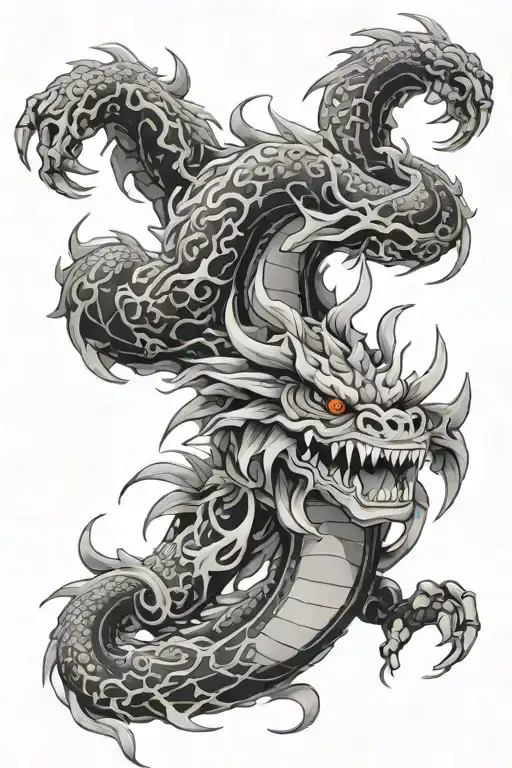 kaido dragon form one piece anime tattoo design idea