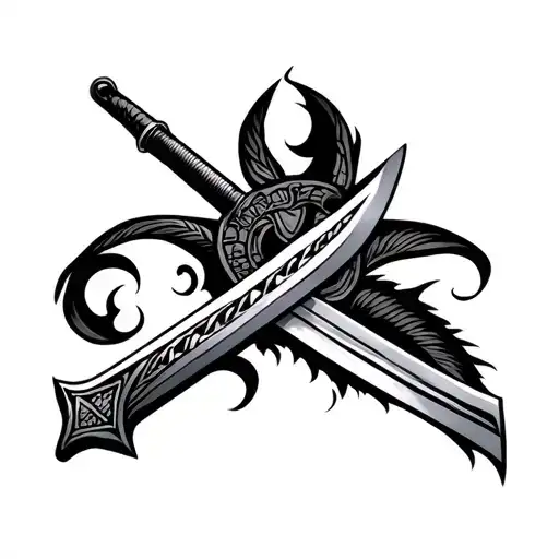 African sword tattoo design idea