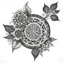 Intricate design combining BNWO and QOS symbols tattoo design idea