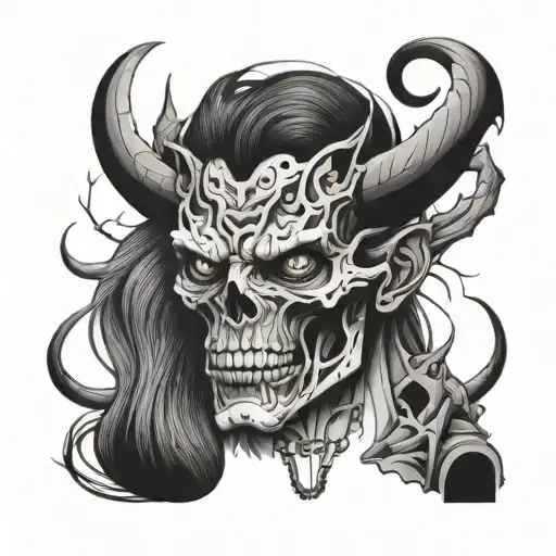 anatomy and demon tattoo design idea