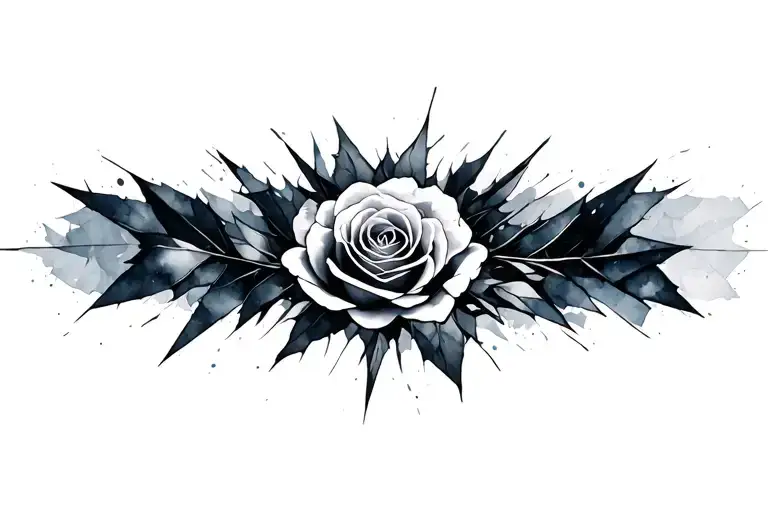 massive watercolor design of a rose of shattered glass tattoo design idea