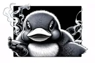 psyduck smoking cigarette tattoo design idea