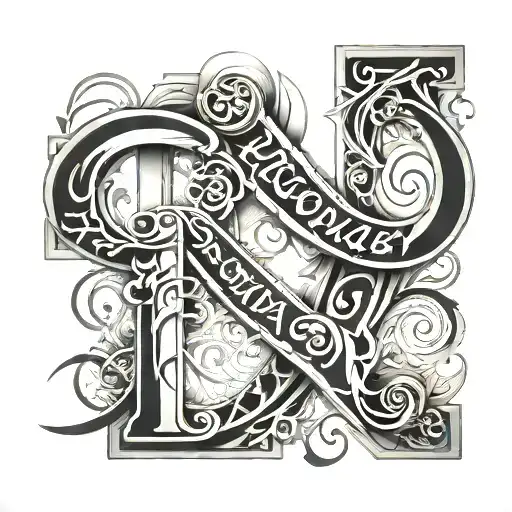 overlapping letters tattoo design idea