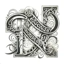 overlapping letters tattoo design idea