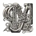 overlapping letters tattoo design idea