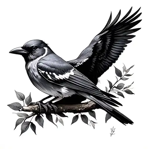 mockingbird and the crow  tattoo design idea