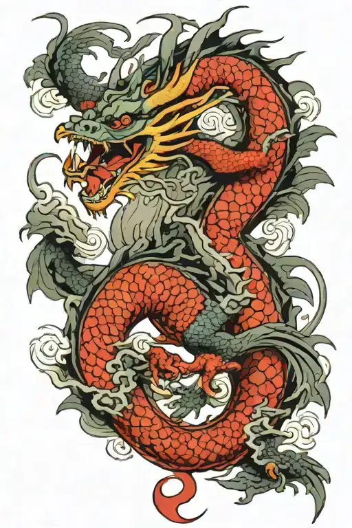 Dragon flying tattoo design idea