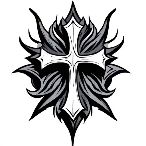 tribal cross design pointy tattoo design idea