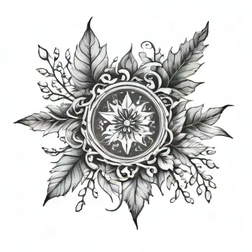 A spiritual tattoo depicting the changing seasons from autumn to winter, symbolizing transformation and renewal tattoo design idea