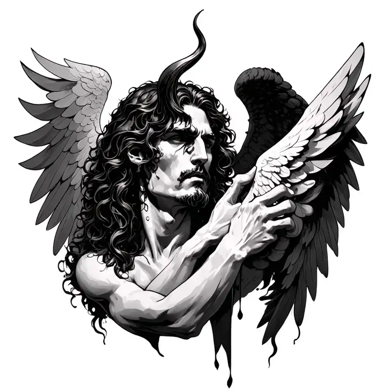 Lucifer's last tear combined with the fallen angel tattoo design idea