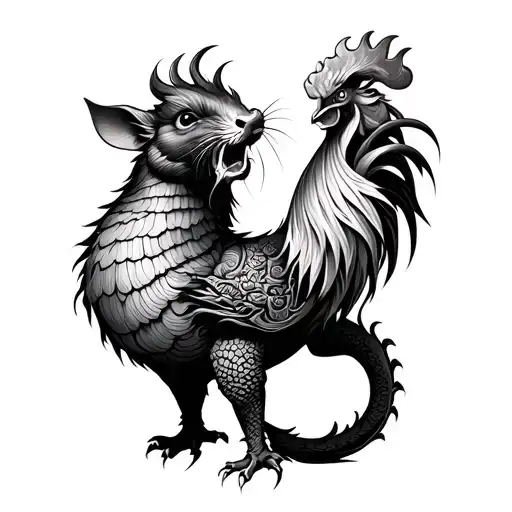 Chinese dragon, rat, rooster, pig zodiac individual tattoo design idea