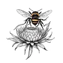 cute bee and protea tattoo design idea