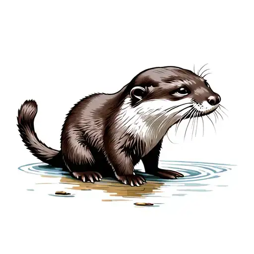 otter and beer tattoo design idea