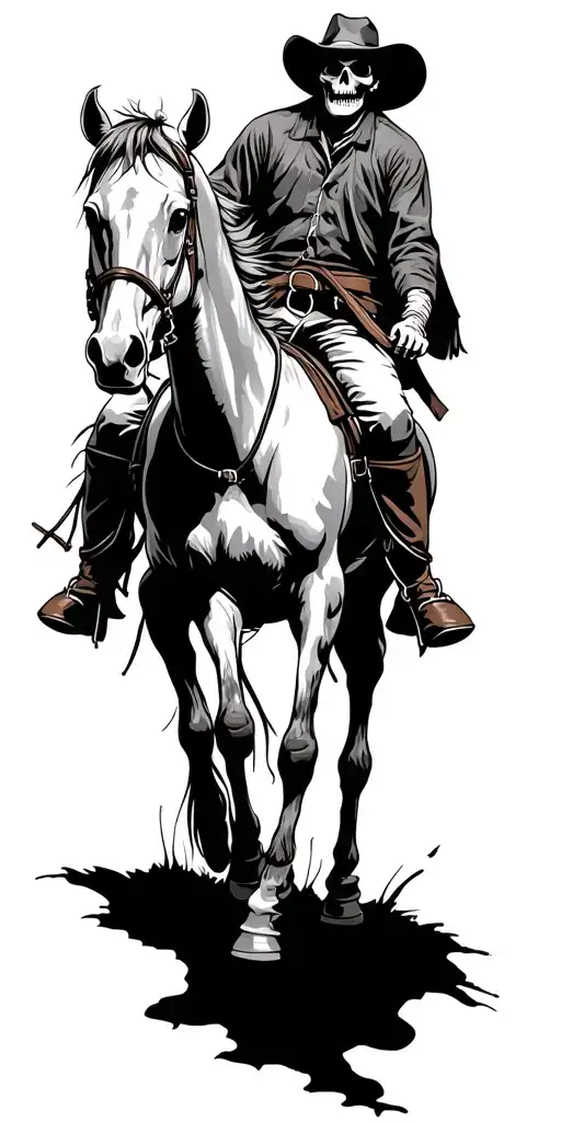 undead cowboy riding a horse tattoo design idea